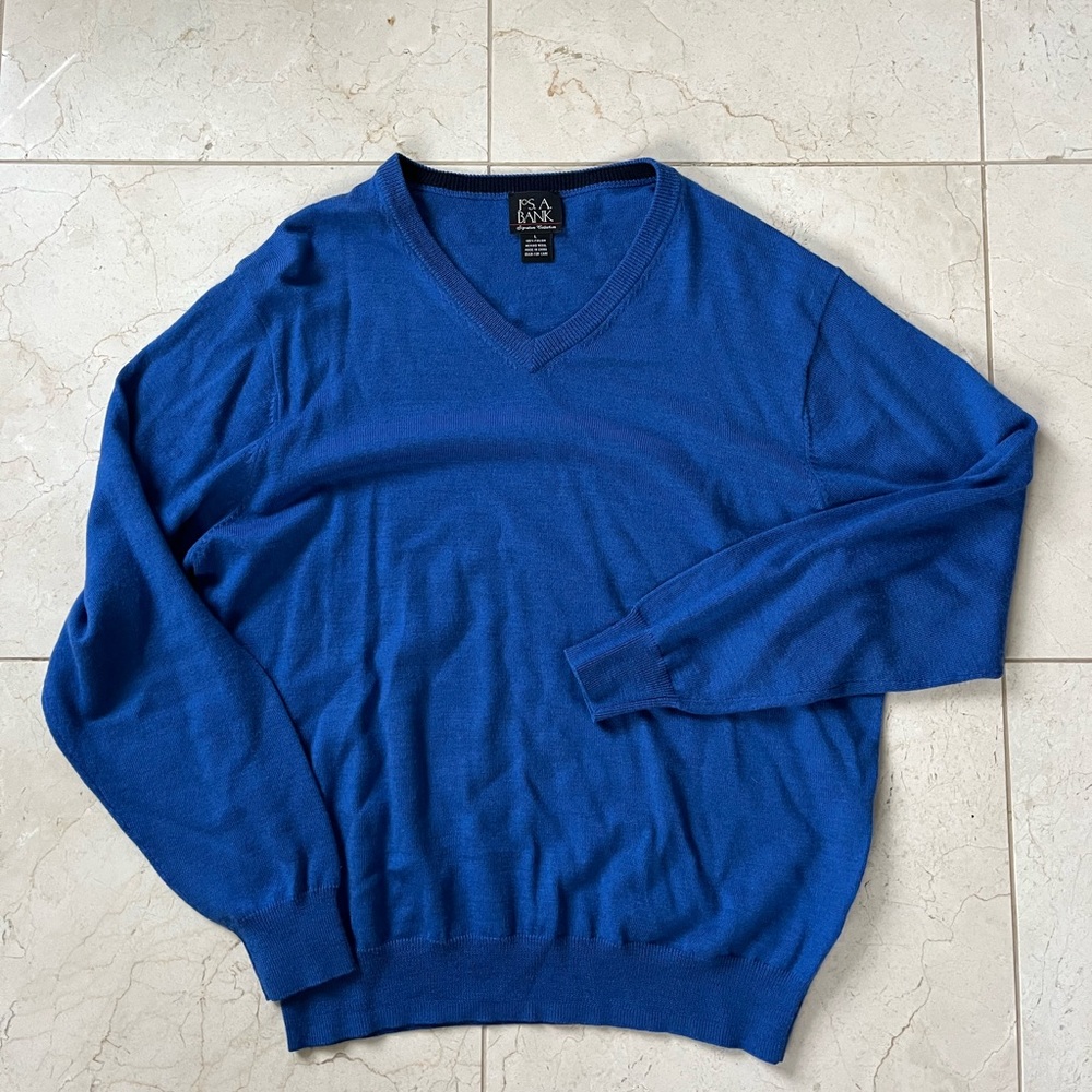 Jos A Bank Blue Merino Men’s Sweater. Size L.